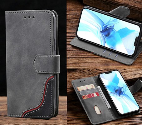 suede finish collage style front closure Rich Diary Phone Case