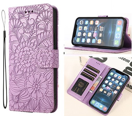 floral embossed patter pu leather Rich Diary Phone Case
