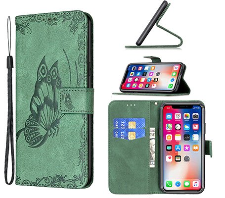 suede finish butterfly pattern embossed Rich Diary Phone Case