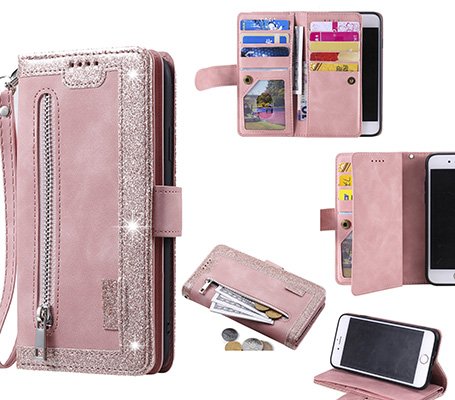 9 card zipper pocket Rich Diary Phone Case